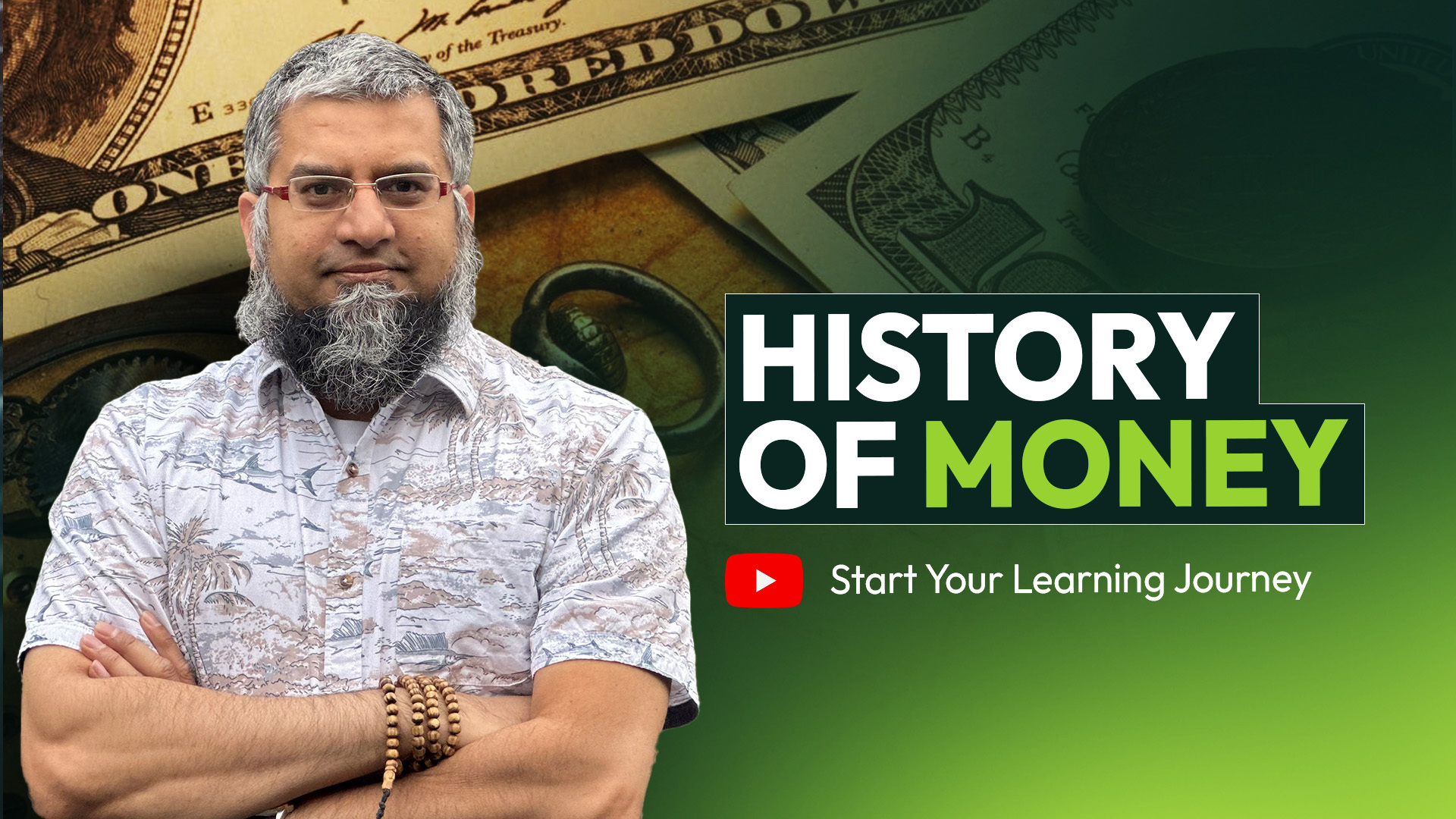 Zeeshan Usmani presenting the History of Money course, exploring how money, trust, and human behavior shaped economies